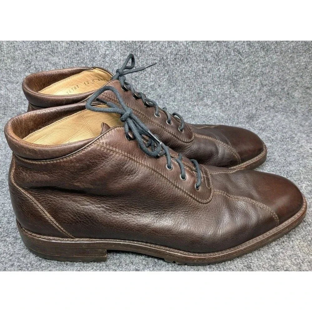 Arthur Beren Italy Brown Leather Chukka Ankle Boots Men 12 M Cap Toe Moustache